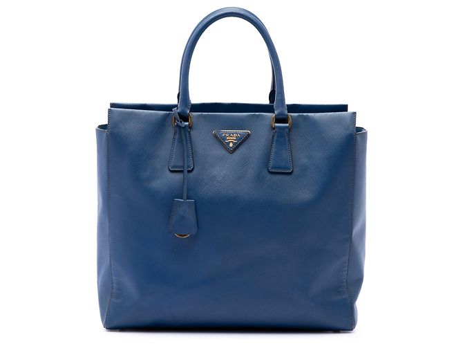 Sac cabas convertible ouvert Prada Saffiano Lux bleu