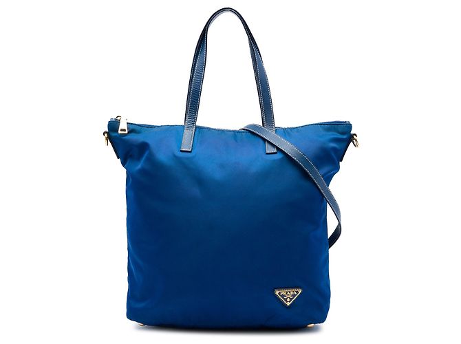 Tote Sac cabas convertible Prada Tessuto bleu avec fermeture éclair