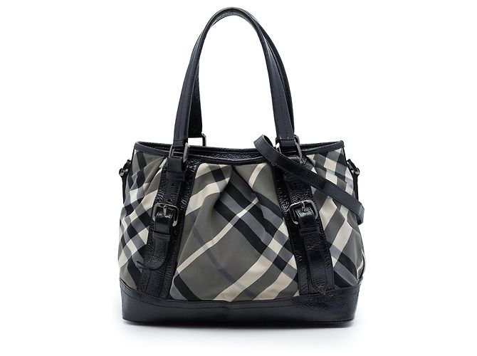 Bolso Lowry Medium Beat Check de nylon gris Burberry
