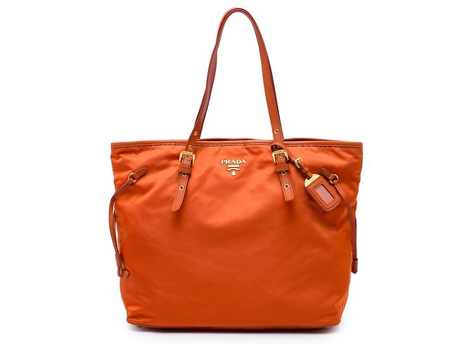 mala Prada em Tessuto com acabamento em Saffiano Laranja