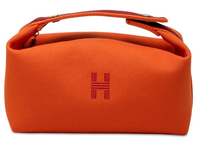 Bolsa Vanity Case Hermès Small Toile Bride A Brac Laranja
