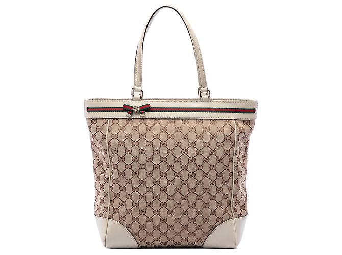 Bolso Tote Gucci GG Canvas Web Mayfair Blanco
