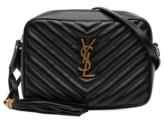 Autre Marque Borsa Camera Lou in pelle matelassé monogram Saint Laurent nera Nero