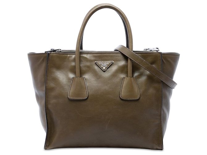 Sac à main Prada Vitello Daino marron à double anse et double poche