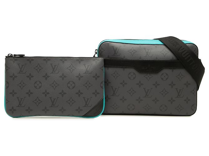 Borsa a tracolla Trio Messenger Monogram Eclipse Louis Vuitton grigia Grigio