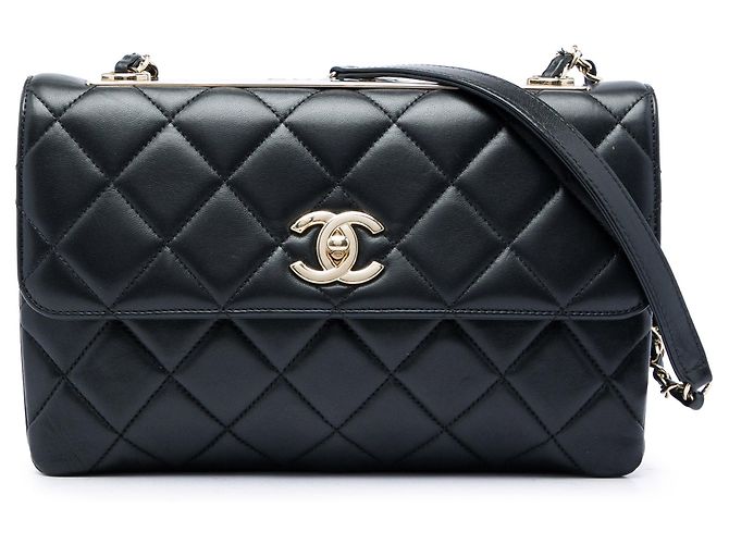 Borsa a tracolla Chanel Medium Lambskin Trendy CC Flap Nera Nero