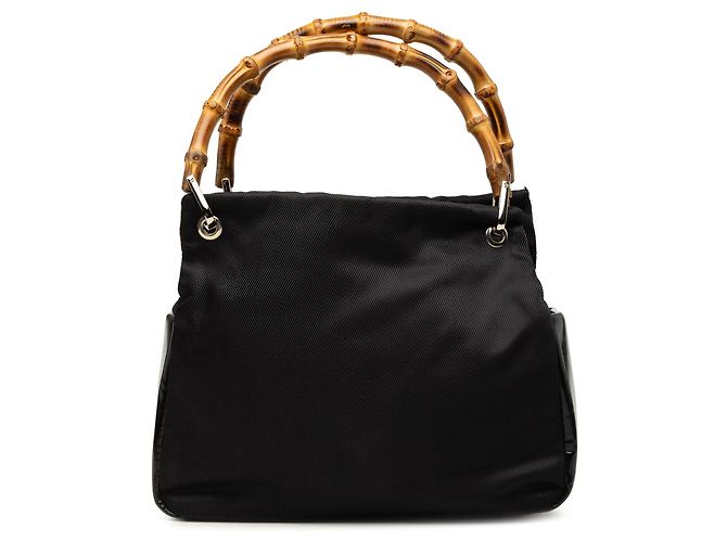 Bamboo Borsa Gucci in nylon nero con bambù