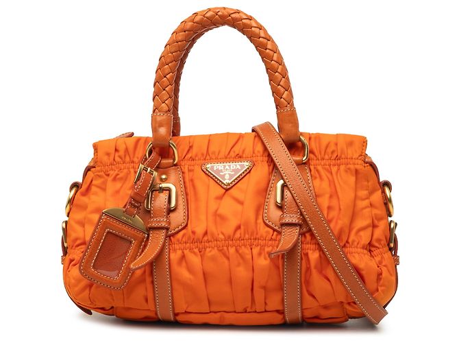 Bolsa Prada Tessuto Gaufre Laranja