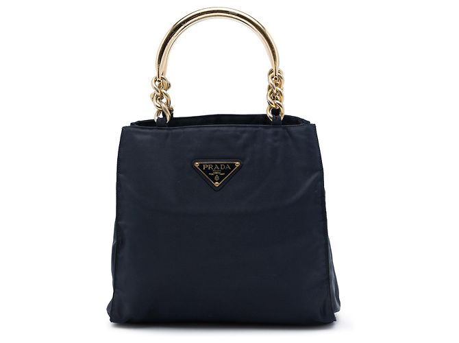 Bolsa Prada Tessuto azul com alça de metal
