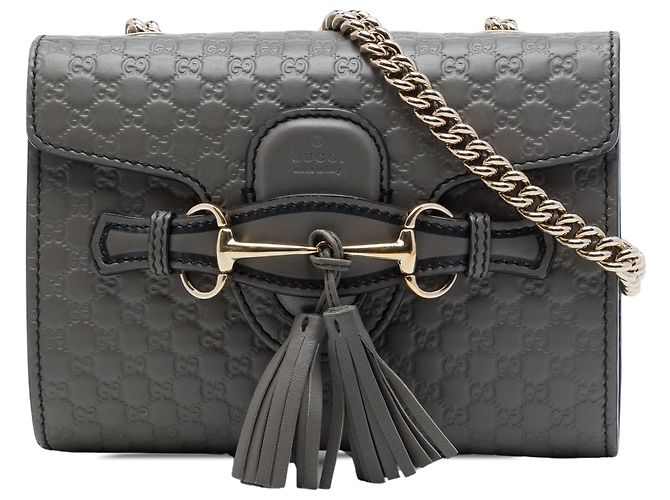 Bolsa Tiracolo Gucci Mini Microguccissima Emily Cinza