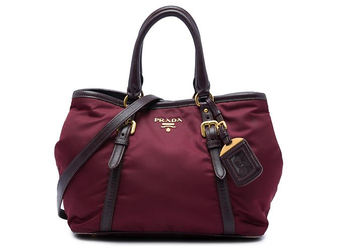 Bolsa de mão Tessuto em tecido suave Prada vermelha com acabamento em couro de bezerro Vermelho