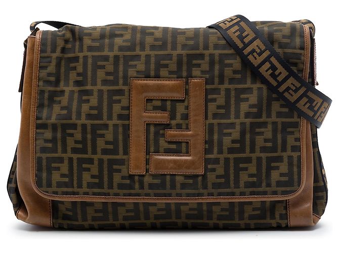 Bolsa Messenger Fendi Zucca Canvas FF castanha Marrom