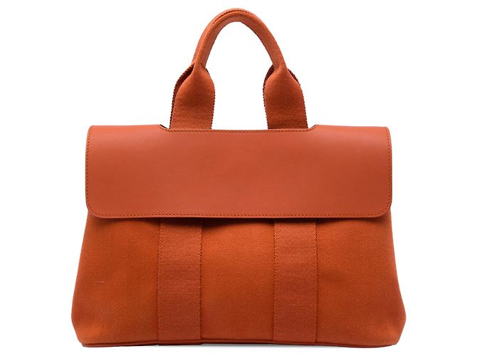 Bolsa Hermès Valparaiso PM em Toile e Swift Laranja