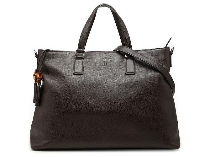 Bamboo Bolsa Satchel Gucci em couro de bezerro marrom com tassel de bambu