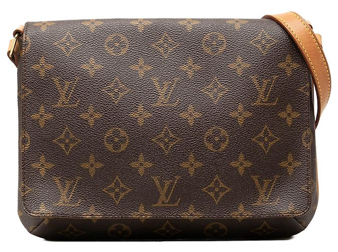 Bolsa de Ombro Louis Vuitton Monogram Musette Tango Castanha com Alça Curta Marrom