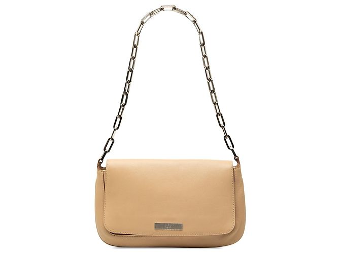 Bolsa de ombro com corrente Gucci em couro de bezerro bege