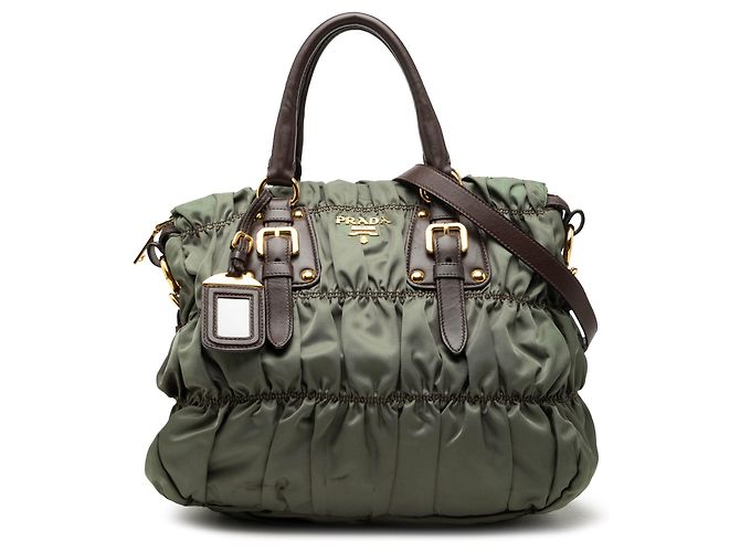 Sac Satchel Prada Tessuto Gaufre Vert