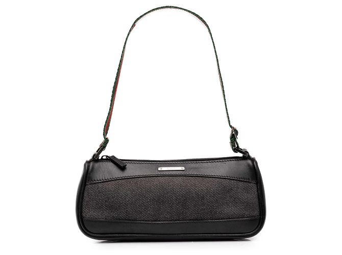 Sac à épaule Gucci en denim noir avec bande Web