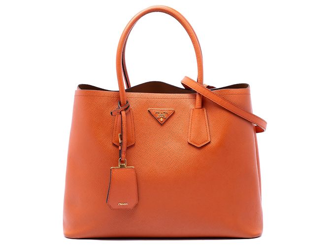 Bolso Prada Medium Saffiano Cuir de Doble Asa Naranja