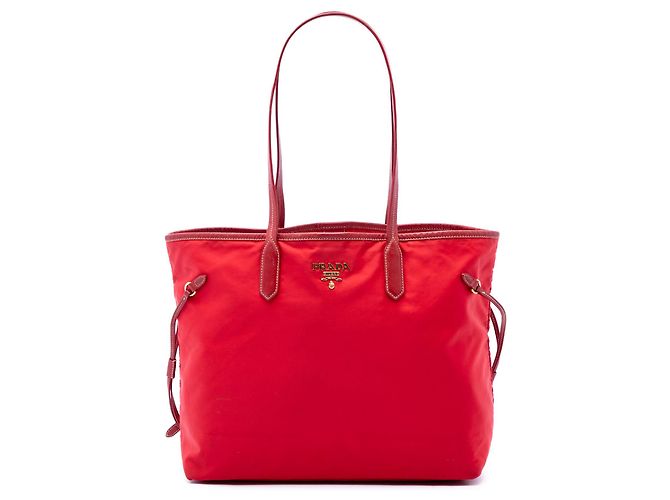 Tote Prada em Tessuto vermelho com acabamentos em Saffiano