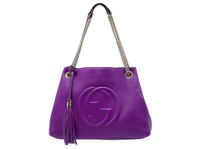 Borsa Tote Soho Chain Gucci Medium in pelle di vitello viola Porpora