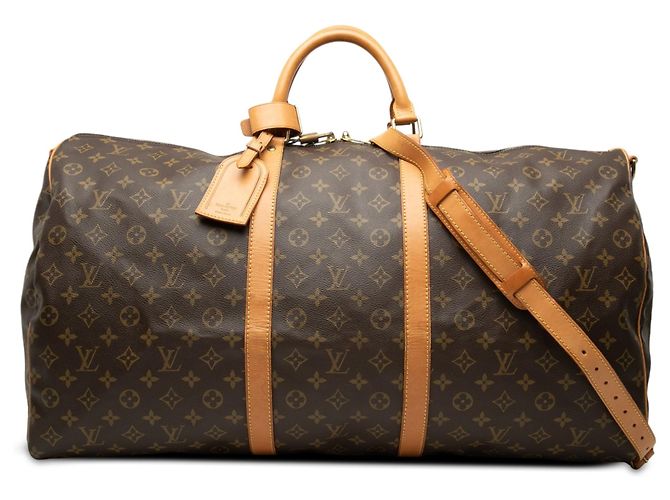 Borsa da viaggio Louis Vuitton Monogram Keepall Bandouliere 60 Marrone