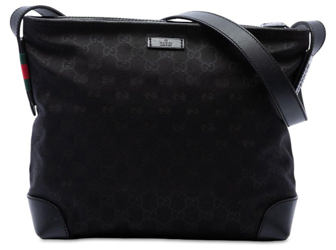 Borsa a tracolla Gucci GG Canvas Web nera Nero