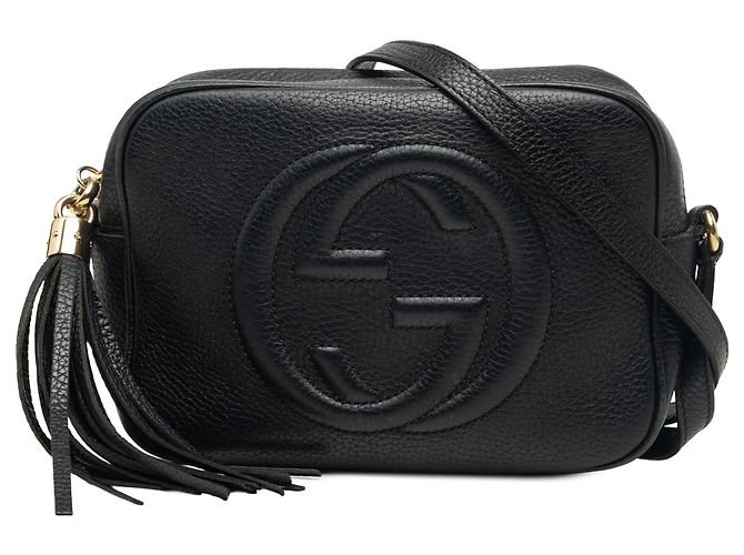 Borsa a tracolla Soho Disco Gucci in pelle di vitello nera Nero