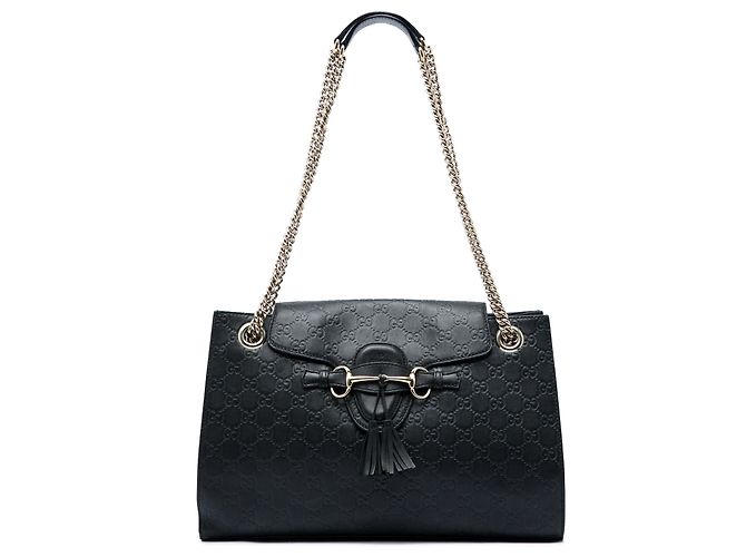 Borsa a tracolla Gucci Emily Large Guccissima Nera Nero