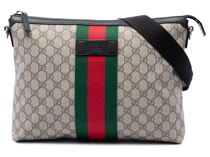 Borsa a tracolla Gucci GG Supreme Web beige