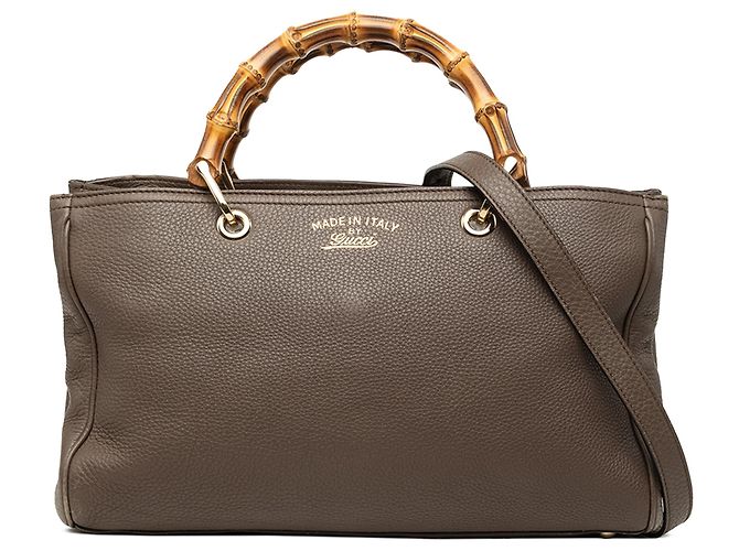 Bolsa Gucci Medium Bamboo Shopper em couro de bezerro castanho Marrom