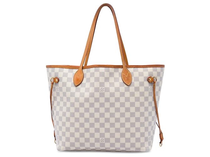 Sac cabas Louis Vuitton Damier Azur Neverfull MM blanc