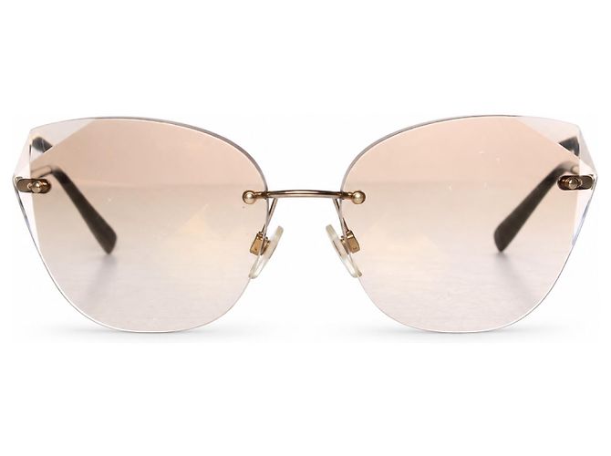 Chanel, óculos de sol espelhados sem aros em bege