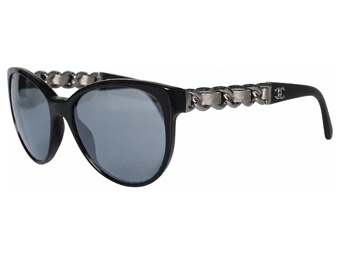 Chanel,  sunglasses with metallic braided temples Black Silvery