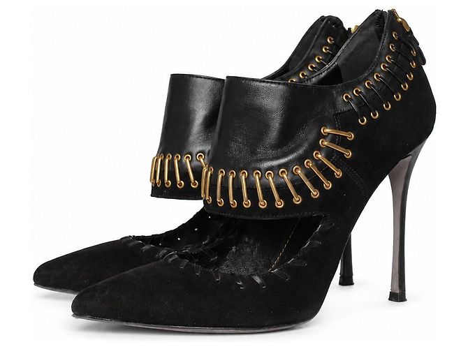 Sergio Rossi, Leather and suede ankle boots Black