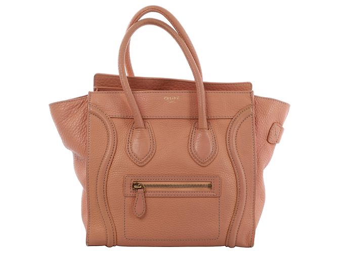 Céline Bolsa de mão CELINE Luggage Micro Shopper em couro Rosa Bege