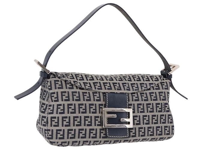 Fendi Baguette Zucchino Canvas Mini Blu navy