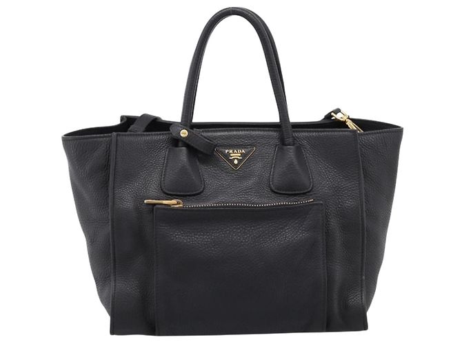 Prada Front Pocket Convertible Vitello Daino Medium Nero