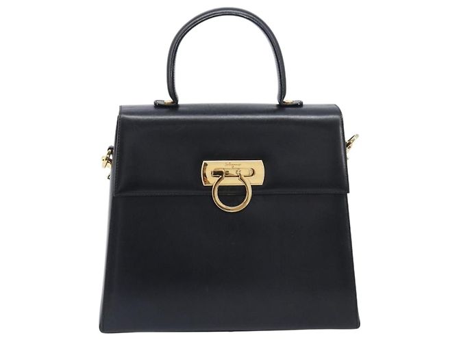 Salvatore Ferragamo Bolso de piel convertible con asa superior Negro