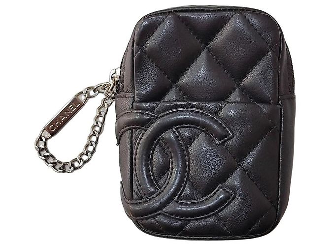 Chanel Quilted Leather Mini Pouch Clutch Black