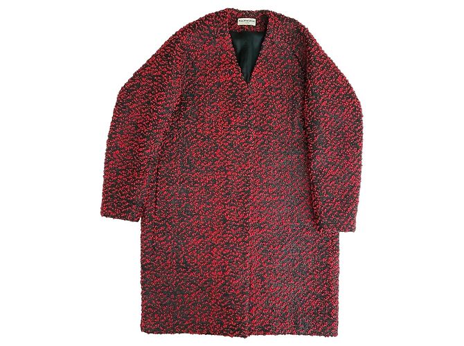 Balenciaga Cappotto in misto lana rosso e nero
