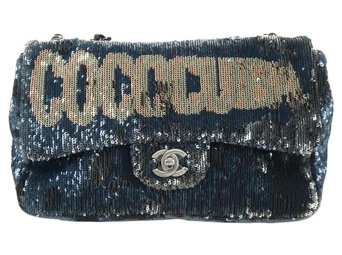 Chanel Coco Cuba Flap Sequins Medium Bleu