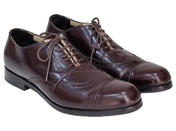 Prada braune Leder-Oxford-Schuhe