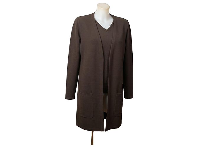 Ensemble Agnona Cardigan et pull marron