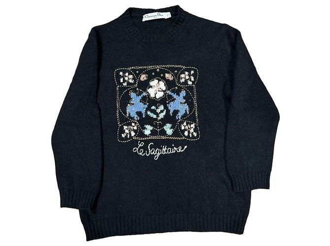 Christian Dior Pull en maille brodé "Le Sagittaire" Noir