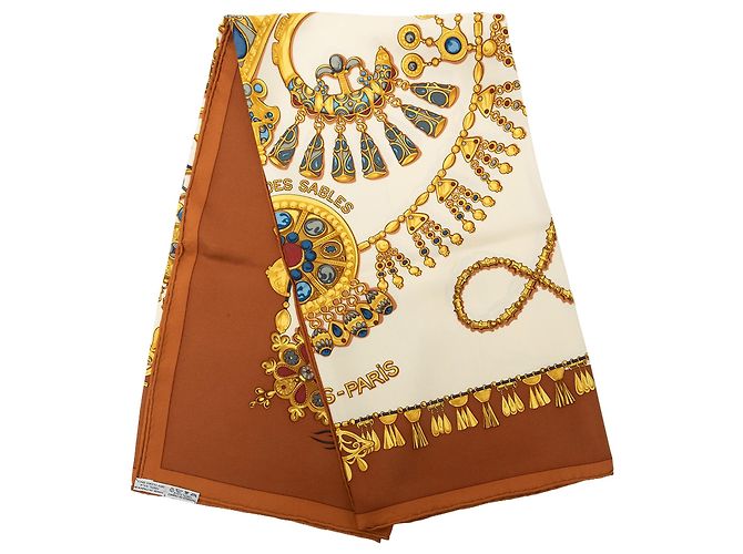 Foulard di seta Hermès Parures des Sables Marrone