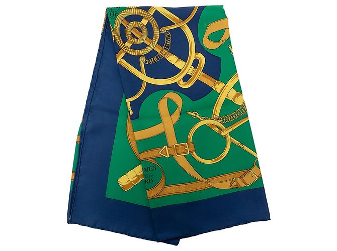 Hermès Eperon D Or Seidentuch Blau 90 Scarves