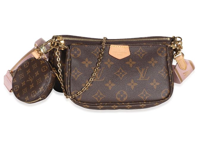 Louis Vuitton Rose Clair Monogram Canvas Multi Pochette Marrone
