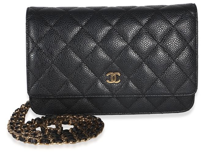 Chanel Black Quilted Caviar Classic Wallet On Chain Noir