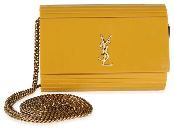 Autre Marque Saint Laurent Mini Minaudière Vicky de Plexiglass Amarillo
